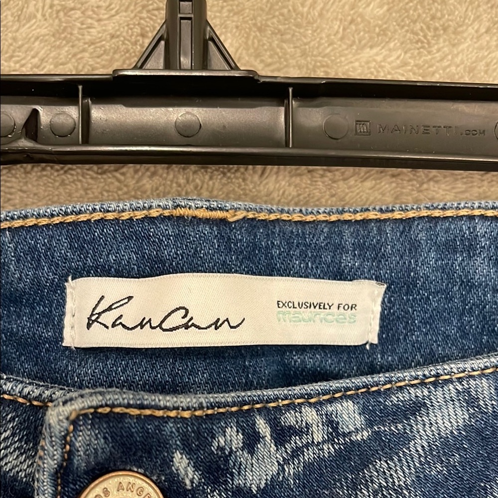 KanCan Blue Ankle Cropped Jeans with Distressed Details Women's sz 16 Fringe Hem - Picture 4 of 12